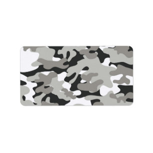 Black and Gray Camo Design Label