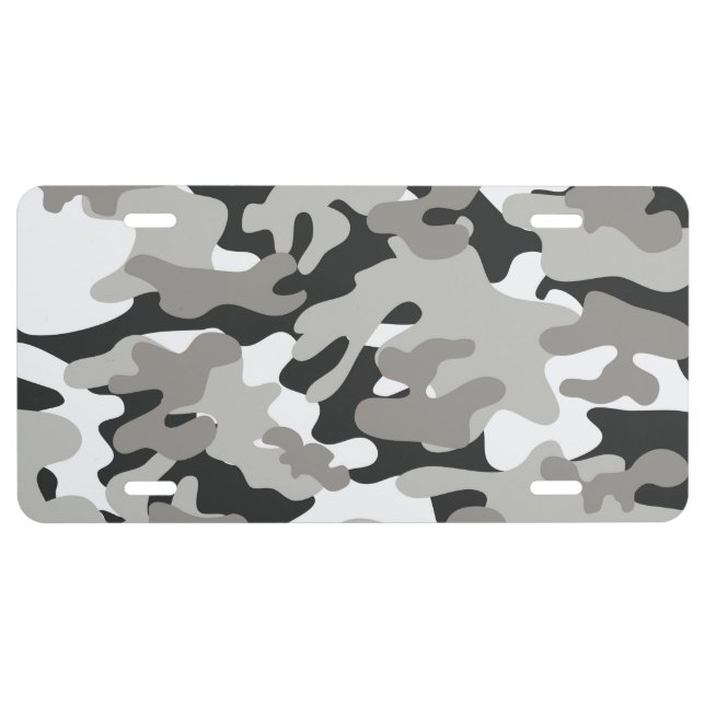 Black and Gray Camo Design License Plate (Front)