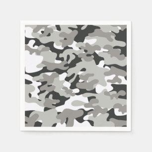 Black and Gray Camo Design Paper Napkins