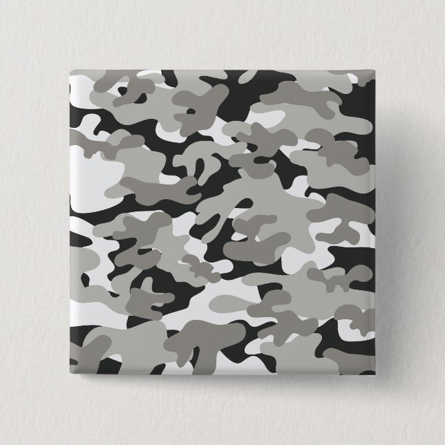 Black and Gray Camo Pinback Button (Front)