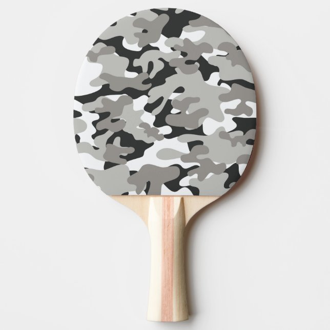 Black and Gray Camo Ping-Pong Paddle (Front)