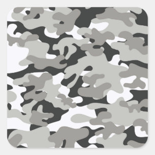 Black and Gray Camo Square Sticker