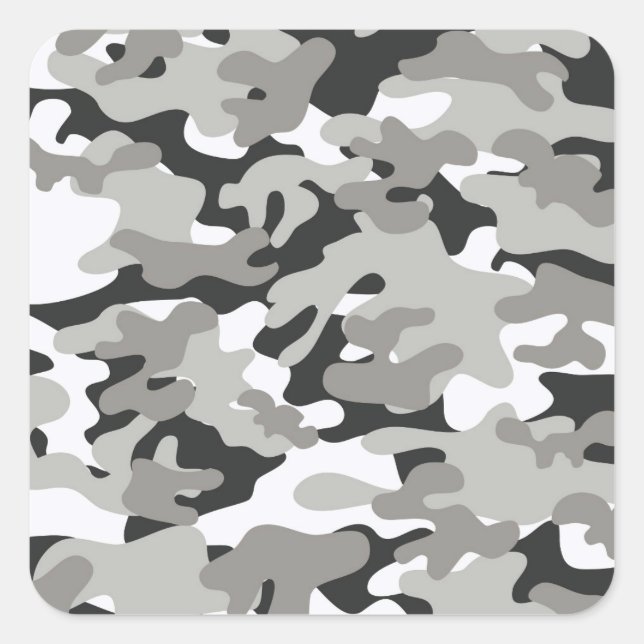 Black and Gray Camo Square Sticker (Front)