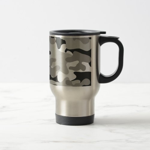 Black and Gray Camo Travel Mug