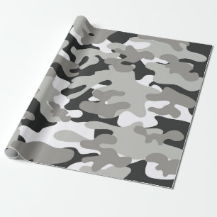 Black and Gray Camo Wrapping Paper