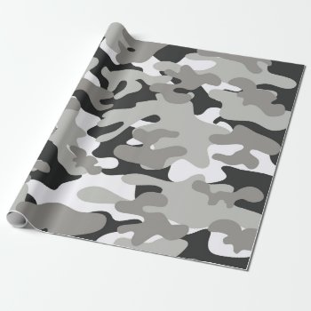Black And Gray Camo Wrapping Paper by greatgear at Zazzle