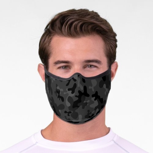 Black and gray camouflage camo pattern premium face mask
