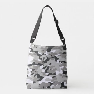 Black and Gray Camouflage Cross Body Bag
