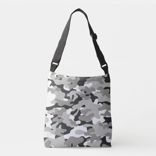 Black and Gray Camouflage Cross Body Bag (Front)