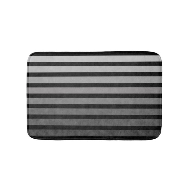 Black And Gray Camouflage Textured Line Stripes Bath Mat (Front)
