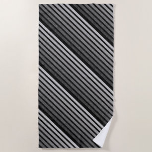 Black And Gray Camouflage Textured Line Stripes Beach Towel