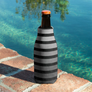 Black And Gray Camouflage Textured Line Stripes Bottle Cooler