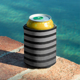 Black And Gray Camouflage Textured Line Stripes Can Cooler