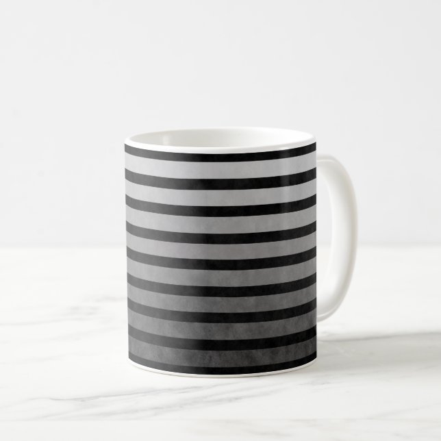 Black And Gray Camouflage Textured Line Stripes Coffee Mug (Front Right)