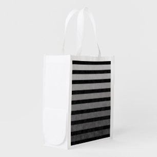 Black And Gray Camouflage Textured Line Stripes Grocery Bag