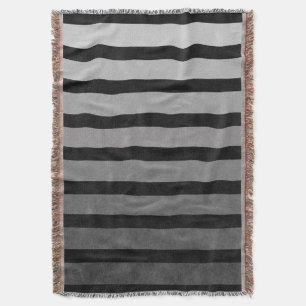 Black And Gray Camouflage Textured Line Stripes Throw Blanket