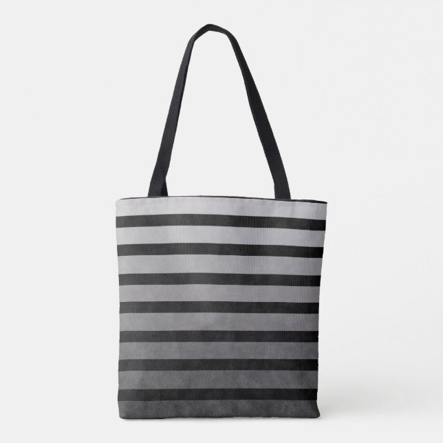Black And Gray Camouflage Textured Line Stripes Tote Bag (Back)
