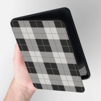 Black and Gray Checkered Picnic Style Plaid Kindle Cover