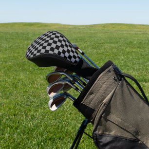 Black and Gray Checkered Print Golf Head Cover