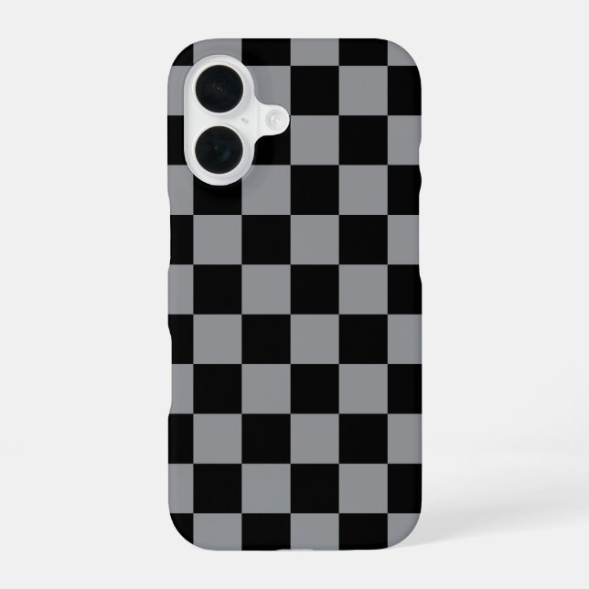 Black and Gray Checkered Print iPhone Case (Back)