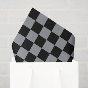 Black and Gray Checkered Print Tissue Paper
