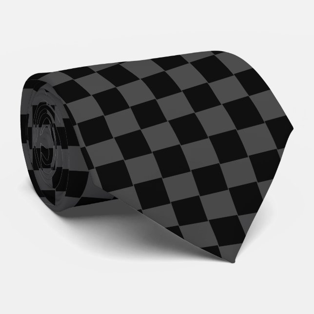 Black and Gray Checkered Tie (Rolled)