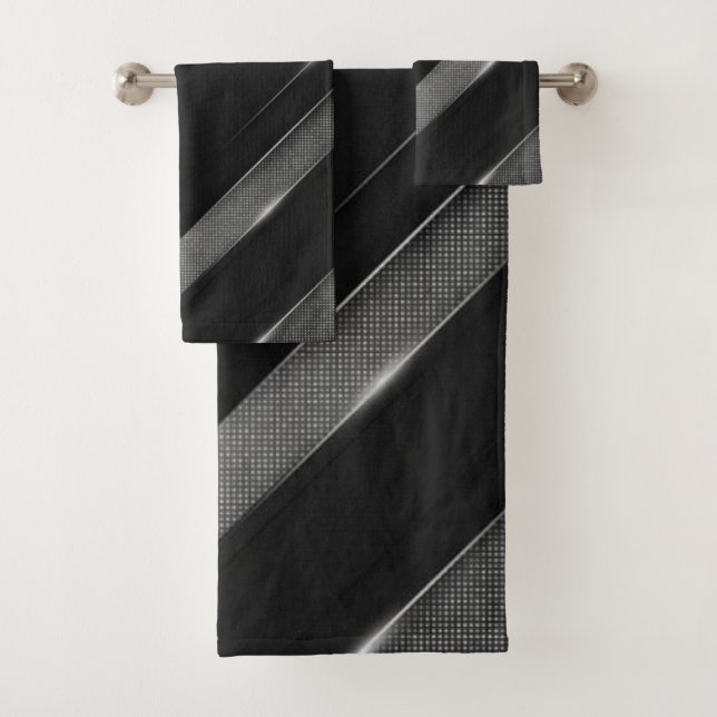 Black And Gray Chevron  Bath Towel Set (Insitu)