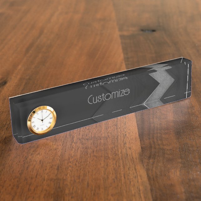 Black And Gray Chevron   Desk Name Plate (Side)