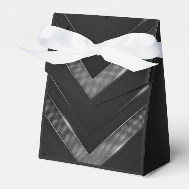 Black And Gray Chevron   Favor Boxes (Front Side)