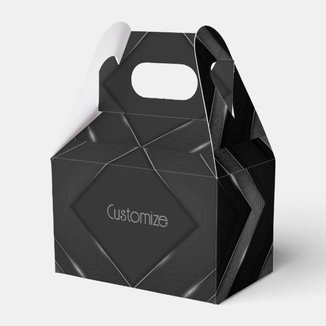 Black And Gray Chevron Gable Favor Boxes (Front Side)