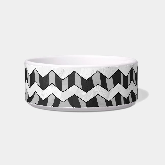 Black and Gray Chevron Zebra pattern Bowl (Right)