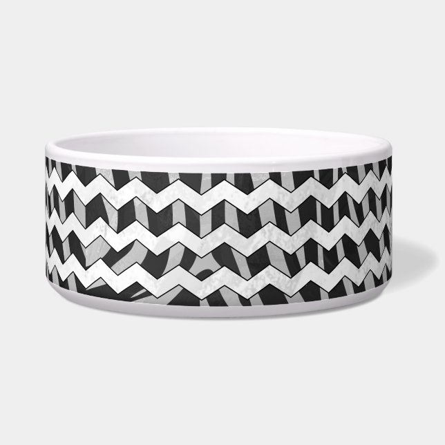 Black and Gray Chevron Zebra pattern Bowl (Right)