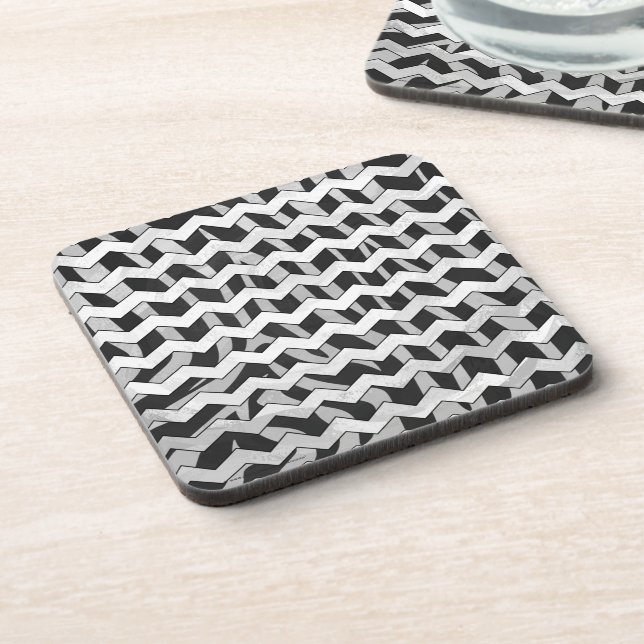 Black and Gray Chevron Zebra pattern Coaster (Left Side)