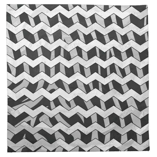 Black and Gray Chevron Zebra pattern Napkin (Front)
