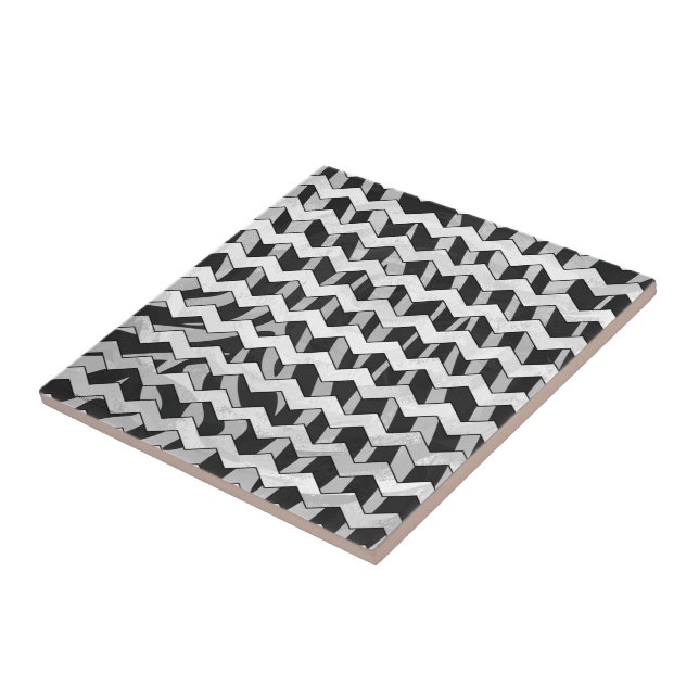 Black and Gray Chevron Zebra pattern Tile (Side)