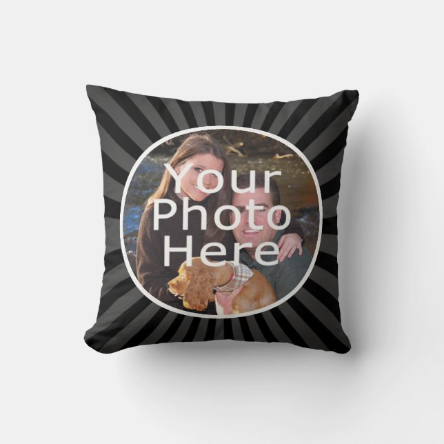 Black and Gray Circle Frame Photo Pillow (Front)