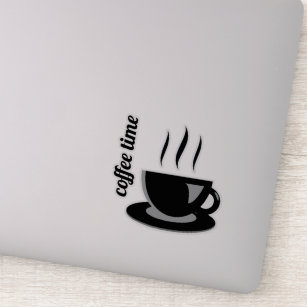 Black and gray coffee mug and quote vinyl stickers