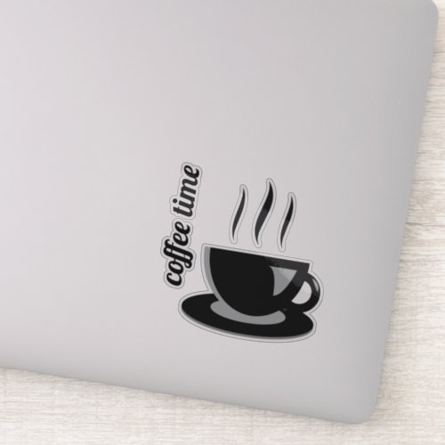 Black and gray coffee mug and quote vinyl stickers