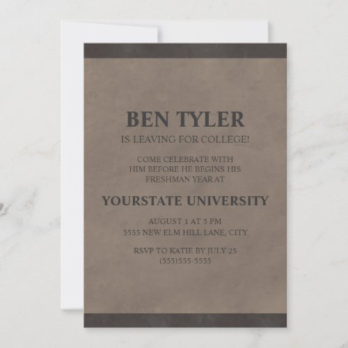 Black and Gray College Trunk Party Invitation