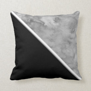 Black and Gray Color Block Throw Pillow
