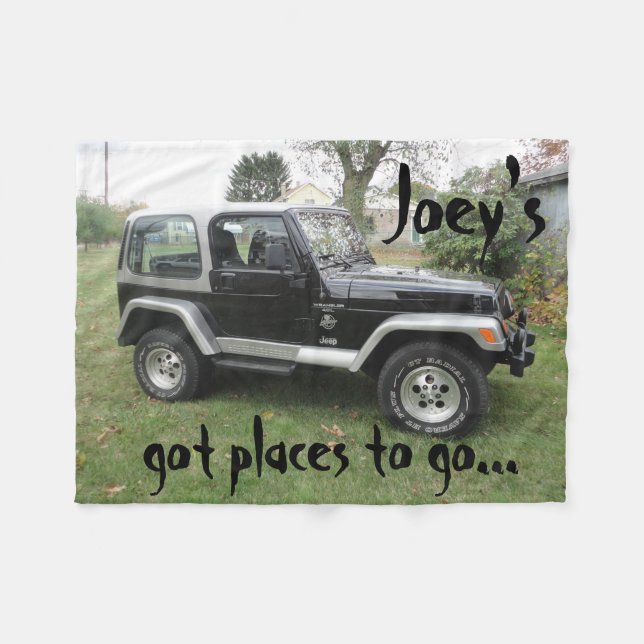 Black and Gray Customized Jeep Blanket Personalize (Front (Horizontal))