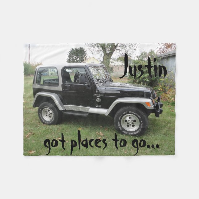 Black and Gray Customized Jeep Blanket Personalize (Front (Horizontal))