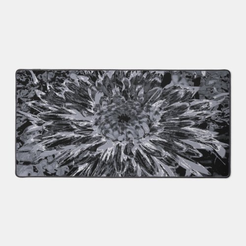 Black and Gray Dahlia Flower Desk Mat