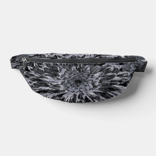 Black and Gray Dahlia Flower Fanny Pack