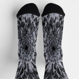 Black and Gray Dahlia Flower Socks