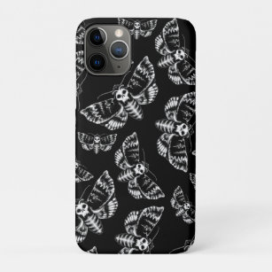 Black and Gray Deaths Head Hawk Moth Gothic Skull iPhone 11 Pro Case