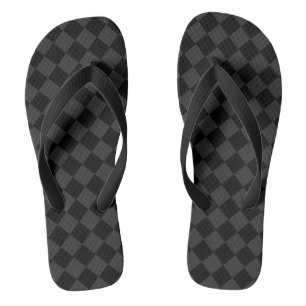 Black and Gray Diamond Pattern Flip Flops