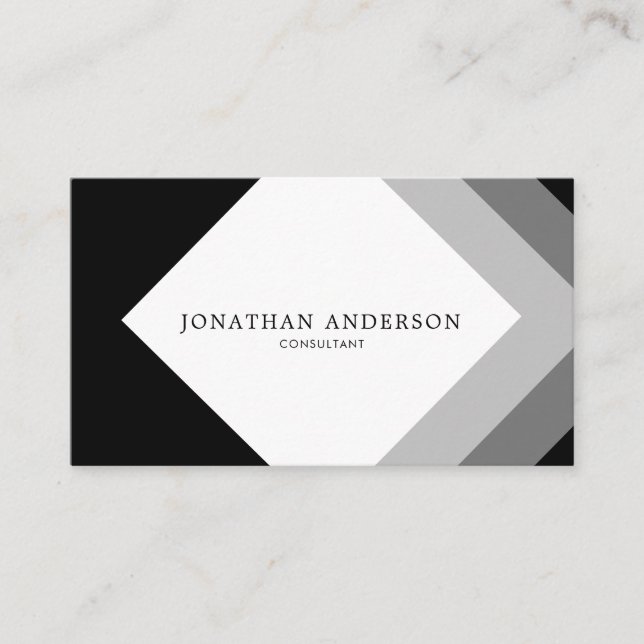 Black and Gray Diamond Pattern Simple Modern Business Card (Front)