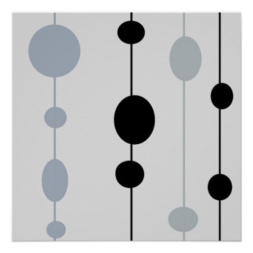 Black and Gray dots on gray  Poster