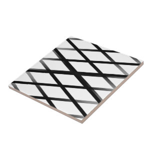 Black And Gray Fading Ombre Crisscross Lattice Art Ceramic Tile